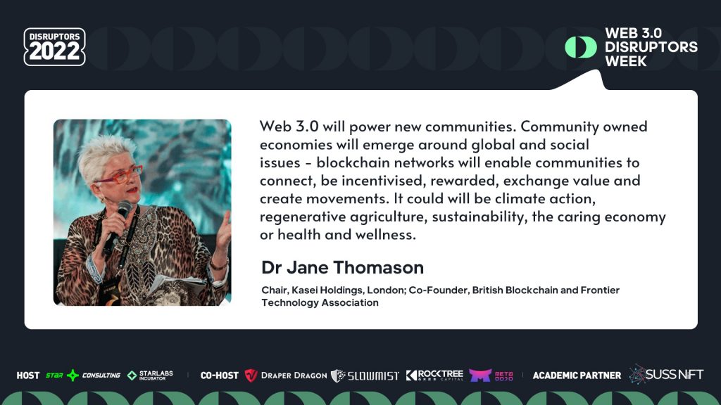 英国区块链与前沿科技协会联合创始人Dr Jane Thomason：Web 3.0 将为新社区提供动力