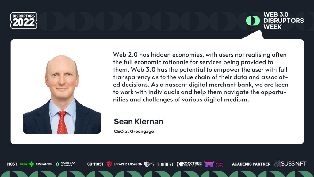 伦敦金融服务集团Greengage首席执行官： Web 3.0有望在用户数据及其相关决策价值链上做到完全透明，增加用户自主权